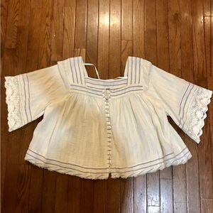 Free People Lace Trim Peasant Blouse